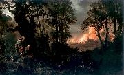 Franciszek Kostrzewski Fire of village china oil painting artist